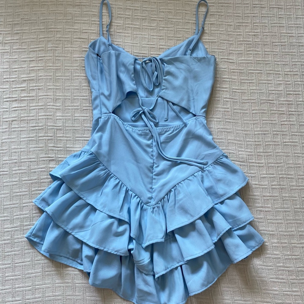 F21 baby blue mini ruffle dress. - Picture 5 of 9